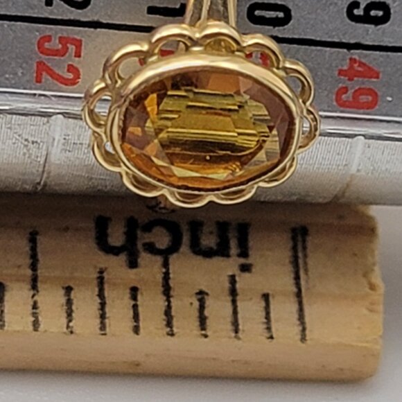 Vtg. PSCO 10K Solid Yellow Gold Orange Citrine Ring Size 5.5 Heirloom Floral - Picture 7 of 7